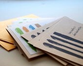 Handmade Postcards and Note Cards Stationery Set - Pens and Writers' Quotes