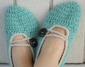 RESERVED for Angie - Adult Crochet Slippers - Mary Janes - You Pick Size and Color
