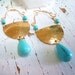 Isis Goddess Earrings - Turquoise Gemstone - Hammered Brass - Handmade