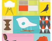 Mid Century poster, Eames print,  retro decor, Modernist, Colorful print, art for nursery,  happy,  A3