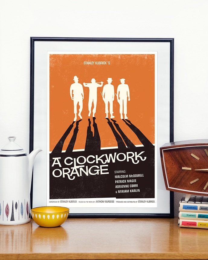 Clockwork orange Poster, movie poster, Stanley Kubrick modernist retro style A3