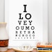 custom typography poster, anniversary gift, black and white, eyechart wall decor, I love you more than chocolate A3 or A4 or 11x14 or 8x10