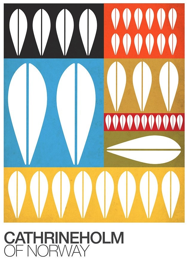 Mid Century poster Cathrineholm poster print Retro print kitchen wall decor - Of norway A2 size
