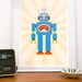 Robot art print, nursery art, retro decor, kids room art, playroom poster, vintage robot illustration Retrobot A3