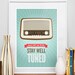 Mid Century Art, Retro vintage radio poster, typography quote art, nursery decor, kids art Stay well tuned A3 size