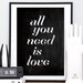 Positive quote print, typographic poster, motivational art,  words, love quote,  All you need is love a4 or 8 x 10