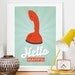 Hello quote print, retro telephone poster, scandinavian design, Ericofon, vintage, mid century modern - Hello Beautiful A3