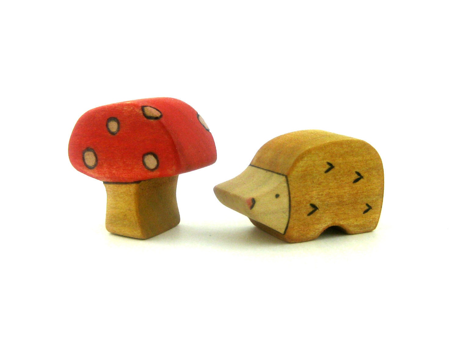 Hedgehog & Mushroom - Waldorf Toy - Wooden Toy