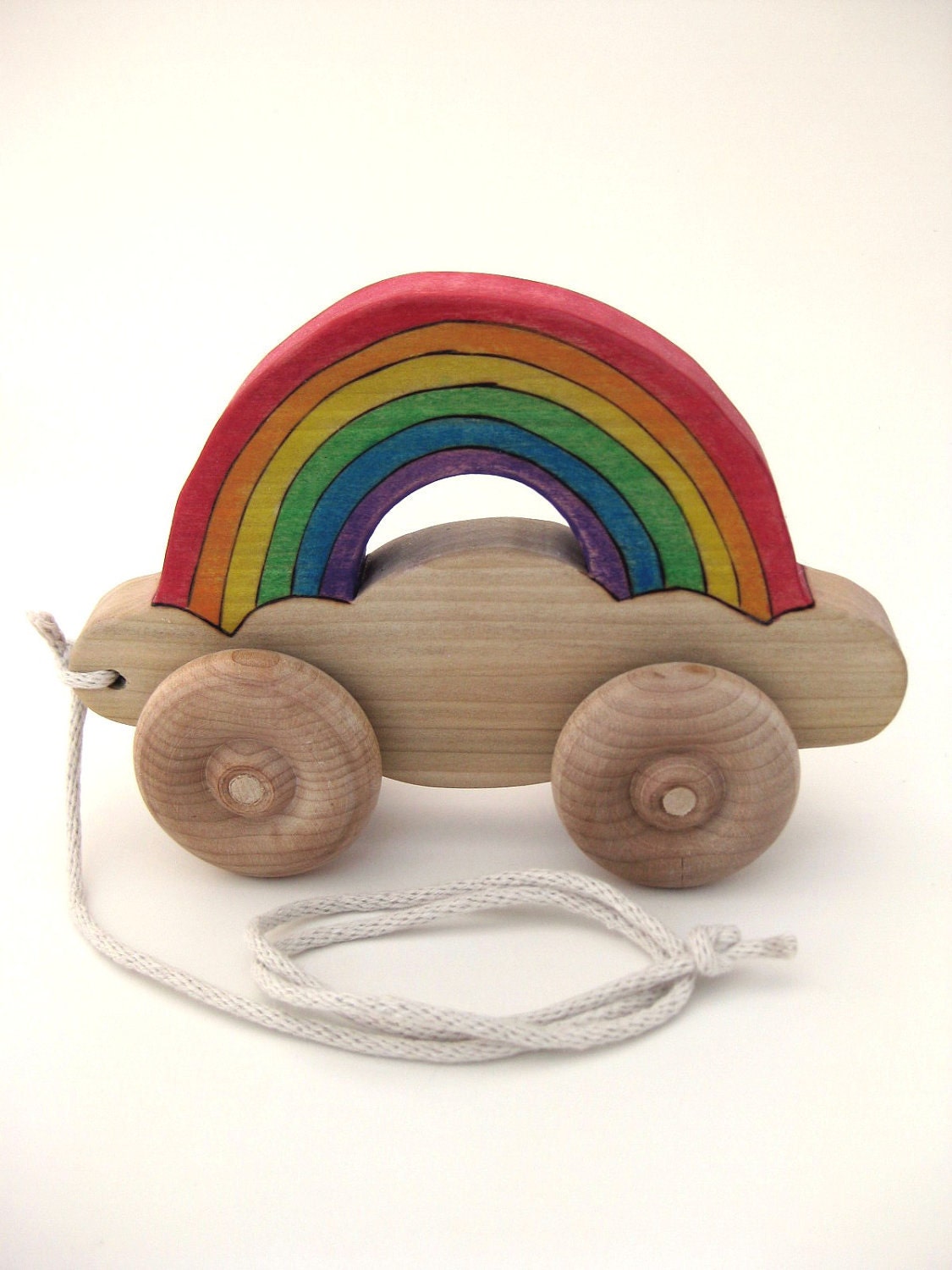 Rainbow Wooden Pull Toy - Push Toy - Toddler Toy