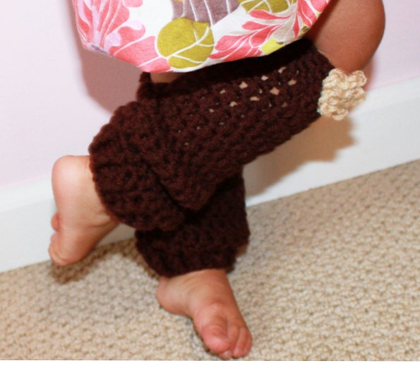 Toddler Leg Warmers Crochet Baby Chocolate Brown Dance Legwarmers Made to Order