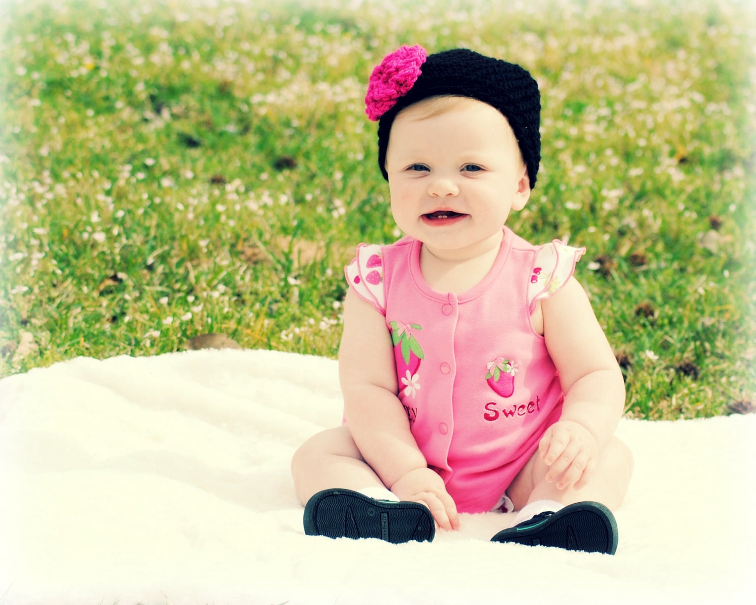 Crochet Flower Hat - Beanie Flower Hat - Crochet Baby  Beanie - Baby Cloche - Baby Flower Hat- You choose the colors