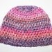 Women's Crochet Hat Beanie Homespun Teen Girls Winter Hat Striped Purple Salmon Pink