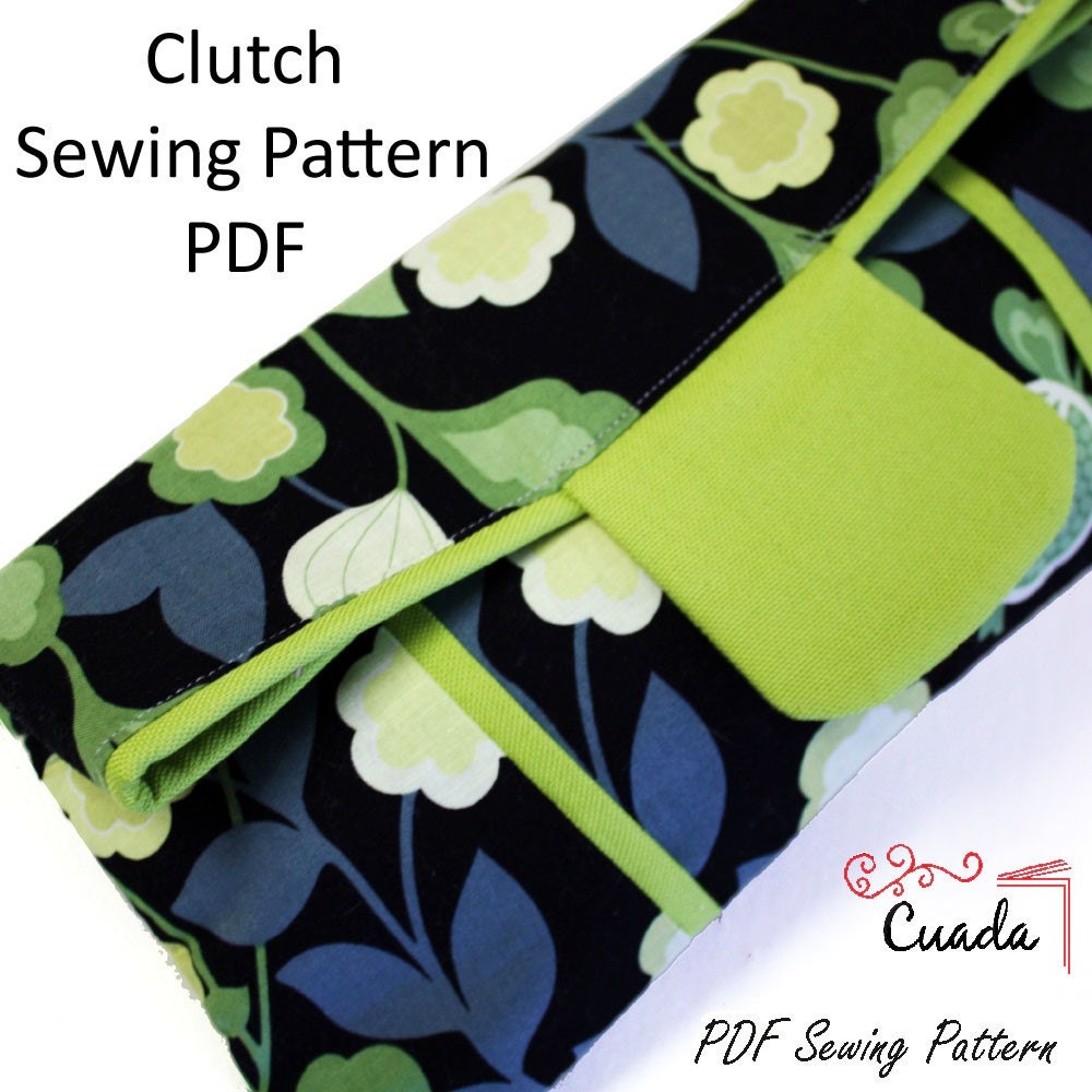Clutch Bag PDF Sewing Pattern  & Tutorial with Photos, Foldover Clutch