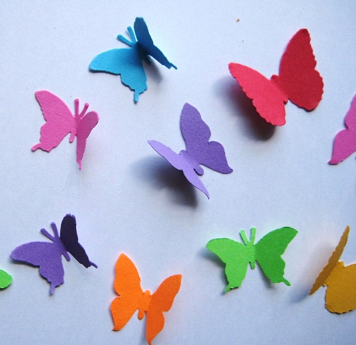 100 Bright Mixed Butterfly Shapes punch die cut embellishments noE740