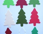 50 Christmas Trees Red Green White Cream punch die cut embellishments noE1228