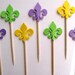 24 Mardi Gras Fleur de Lis Party Picks - Cupcake Toppers - Toothpicks - Food Picks - FP102