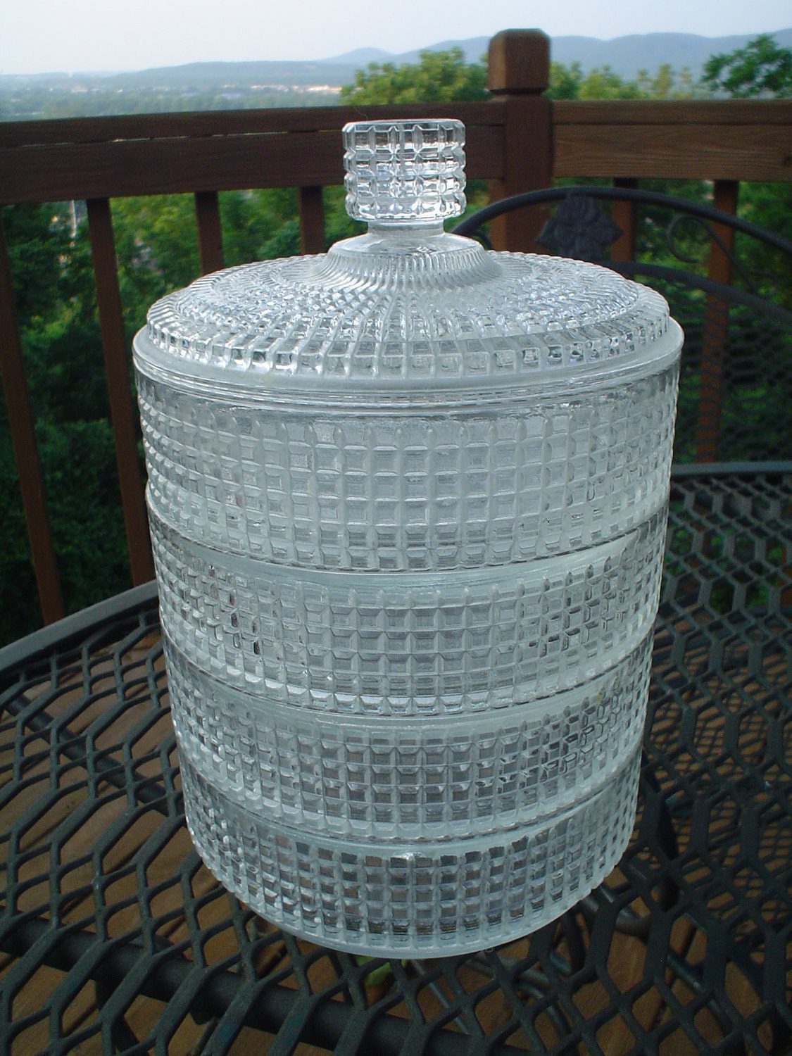 Vintage Avon Talc Powder Container with 4 Separate Containers and Lid Lovely Clear Glass Less than 20 Different