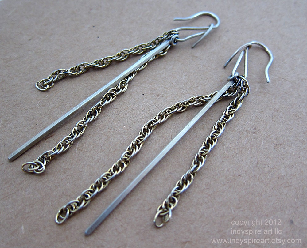 Long Earrings - Chain Dangle - Long Distance in Sterling Silver