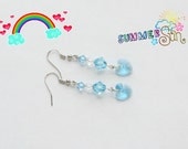 SALE Aqua Swarovski Heart and Bicone Earrings WAS 14.99