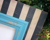 8x10 Distressed Picture Frame, Black / Linen / Desert Turquoise