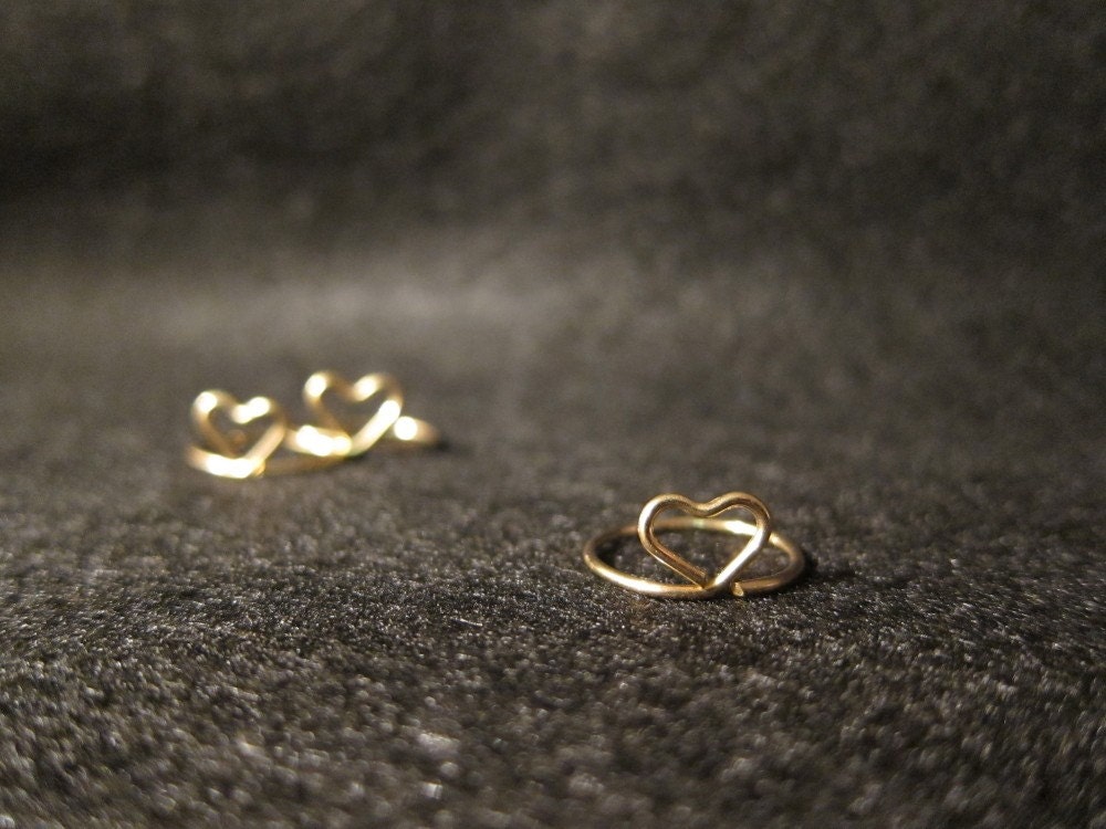 Double Hearts 14kt gold filled Small Heart Ring made to size