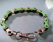 Green and Silver Two-Tone  Bike Chain Bracelet