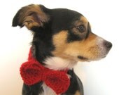 The Bow Tie Collar - Dogs or Cats - Wool Blend - Bright Red - meganEsass
