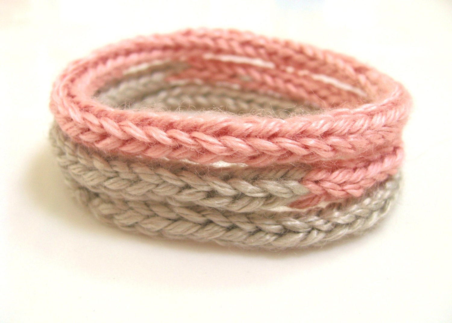 Skinny Cord Bracelets - Set of 3 - Silk Bamboo - Peach Pink & Champagne - Colorblock