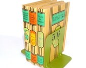 INDUSTRIAL STYLE small green metal BOOKENDS