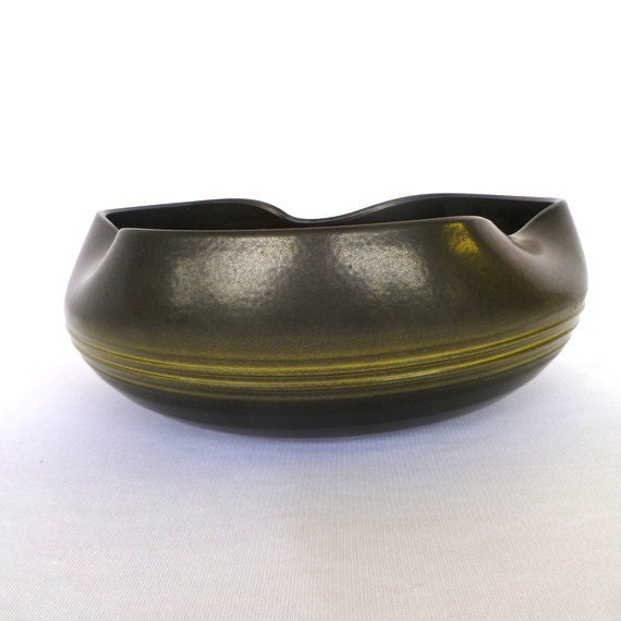 BLACK CERAMIC BOWL/ wheel thrown and altered