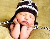 Crochet Football Earflap Hat-W/Braided Ties