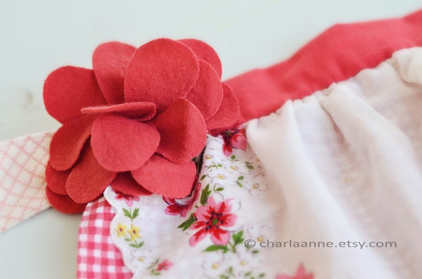 red vintage apron
