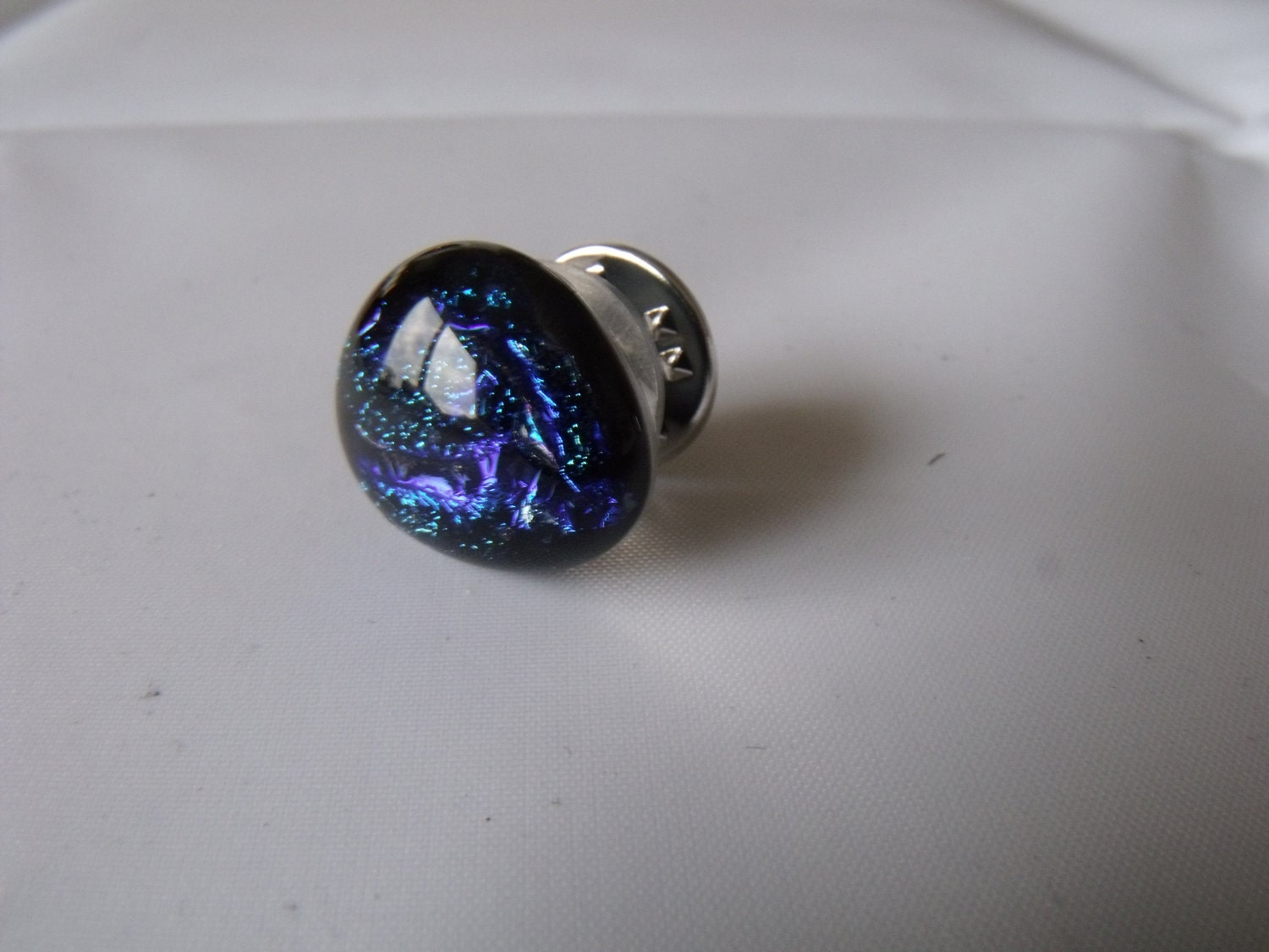 dichroic glass tie tack