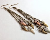 Mixed Metal Shark Tooth Earrings