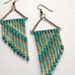 Teal, Turquoise and, Tan 70's Inspired Beaded Earrings