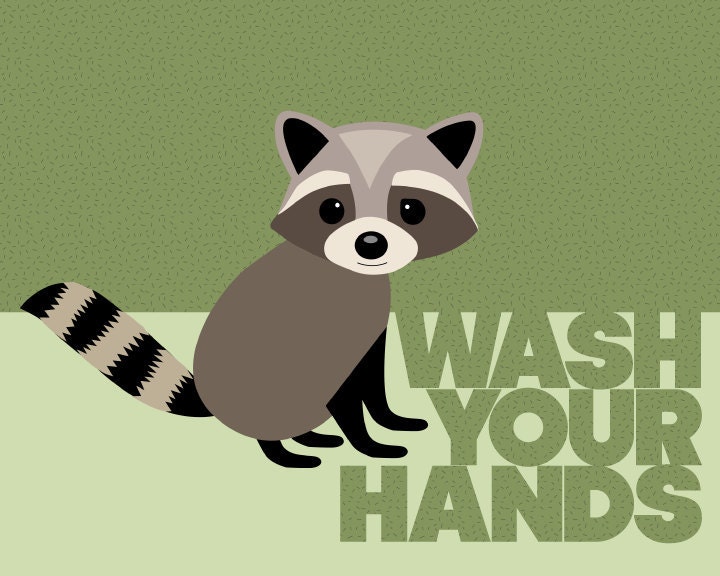 Wash Your Hands - Kids' Bathroom Art Print (8x10) - FREE SHIPPING