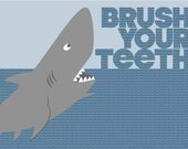 Brush Your Teeth - Kids' Bathroom Art Print (5x7) - FREE SHIPPING