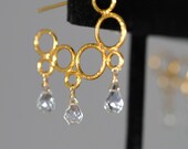 Aquamarines Earrings - Hoop Earrings - March Birthstone Earrings - Gold Earrings Mother's Day Gift