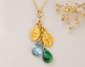 Mother's Day Gift - Personalized Birthstone Cascade Necklace - Custom Initial Jewelry - OOAK - Personalized necklace