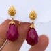Large Ruby Quatz Drops and 22K Gold Vermeil Earrings - Mother's Day Gift