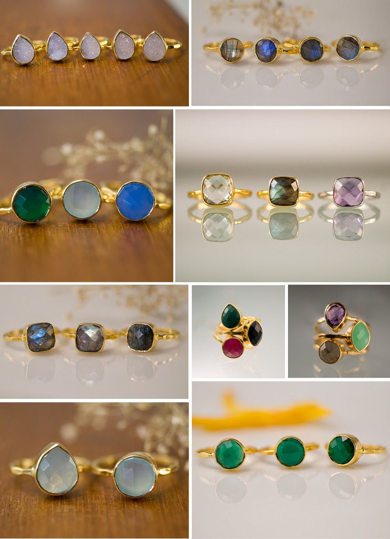 Druzy Stacking Ring - Druzy Agate - Druzzy stone ring - Bezel Set Ring - April Birthstone