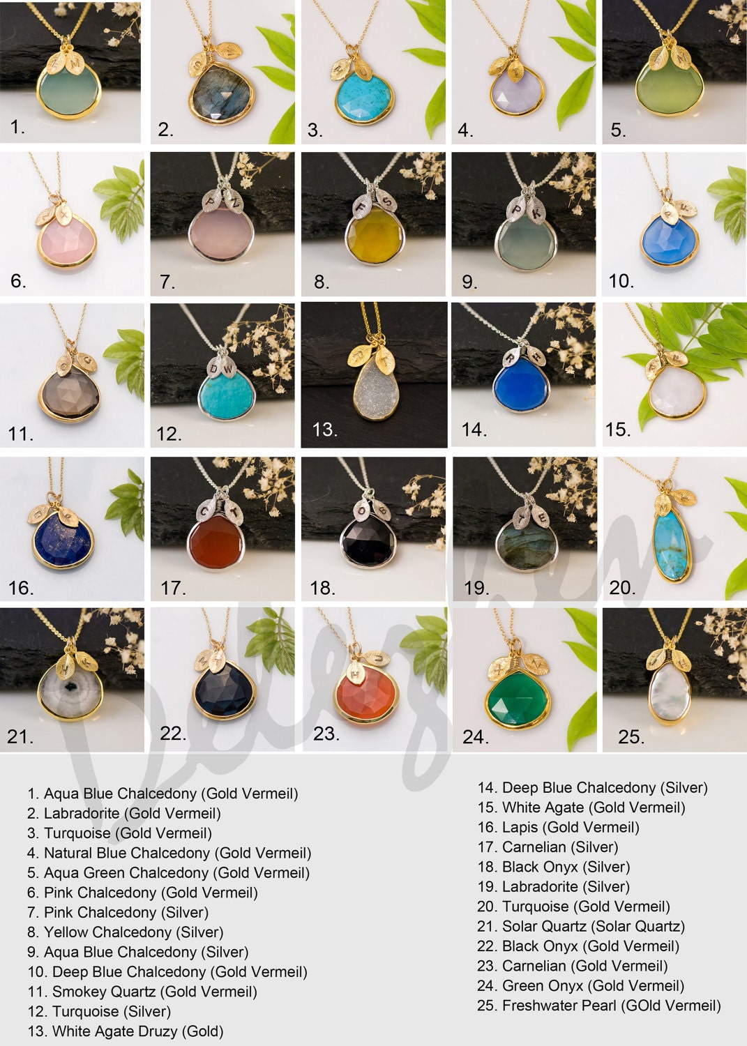 CLEARANCE - Personalized Necklace - Deep Blue Chalcedony Necklace - Personalized Jewelry - 14k Gold Filled Chain