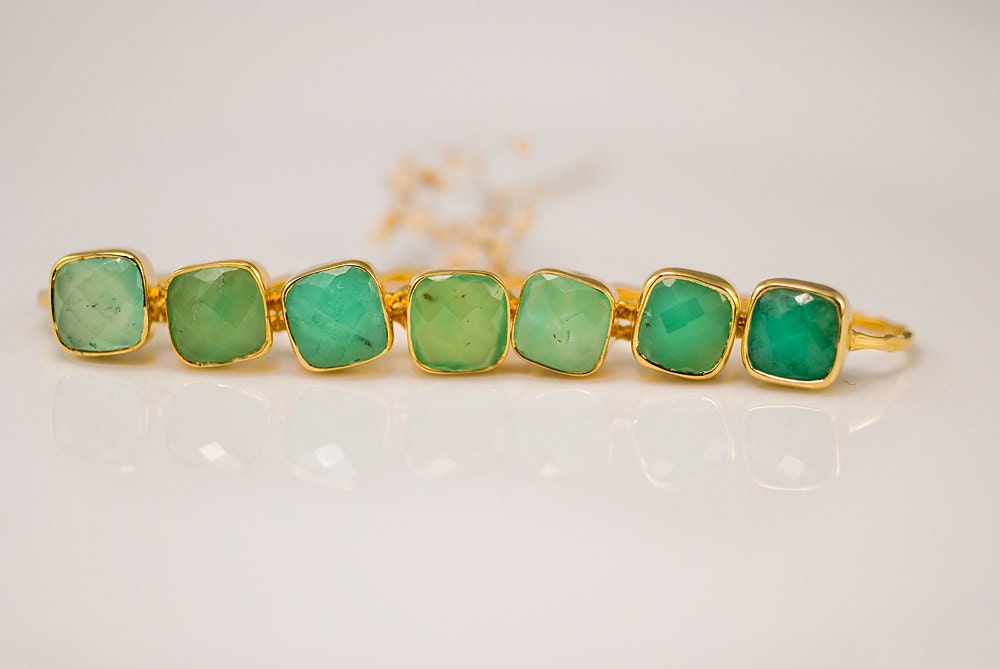 CLEARANCE - Chrysoprase Ring with natural black inclusions - Gemstone Ring - Gold Ring - Bezel Ring - Stackable Ring