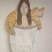 Pretty Lady with Orange Tabby Cat Ceramic Wall Tile