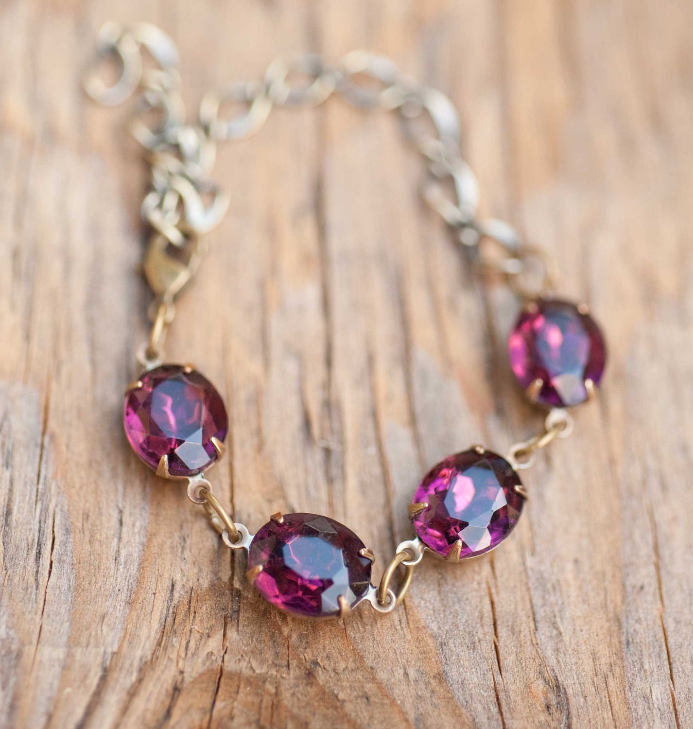 Amethyst Bracelet Vintage Bracelet Swarovski Crystal Bracelet Plum Purple Jewelry Sugar Plum Mothers Day Gift