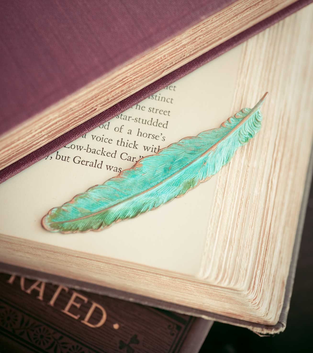 Verdigris Feather Brooch Vintage Woodland Bird Spring Garden mint Indie Jewelry Natural History