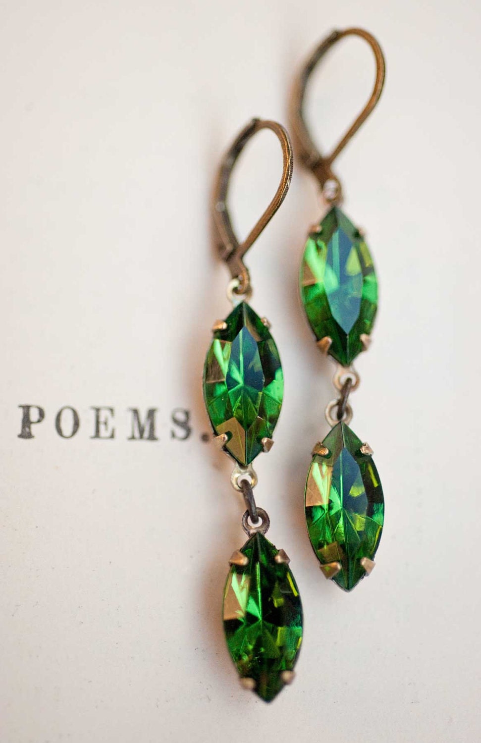 Emerald Green Earrings Swarovski Crystal Vintage by NotOneSparrow