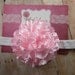 Baby Headband- Flower Headband-Baby Girl Headband- Light Pink Satin Eyelet Flower on Soft White Elastic Headband