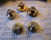 Vintage 30's Stud / Button Cufflinks Silvertone  Rhinestone Lot of 5
