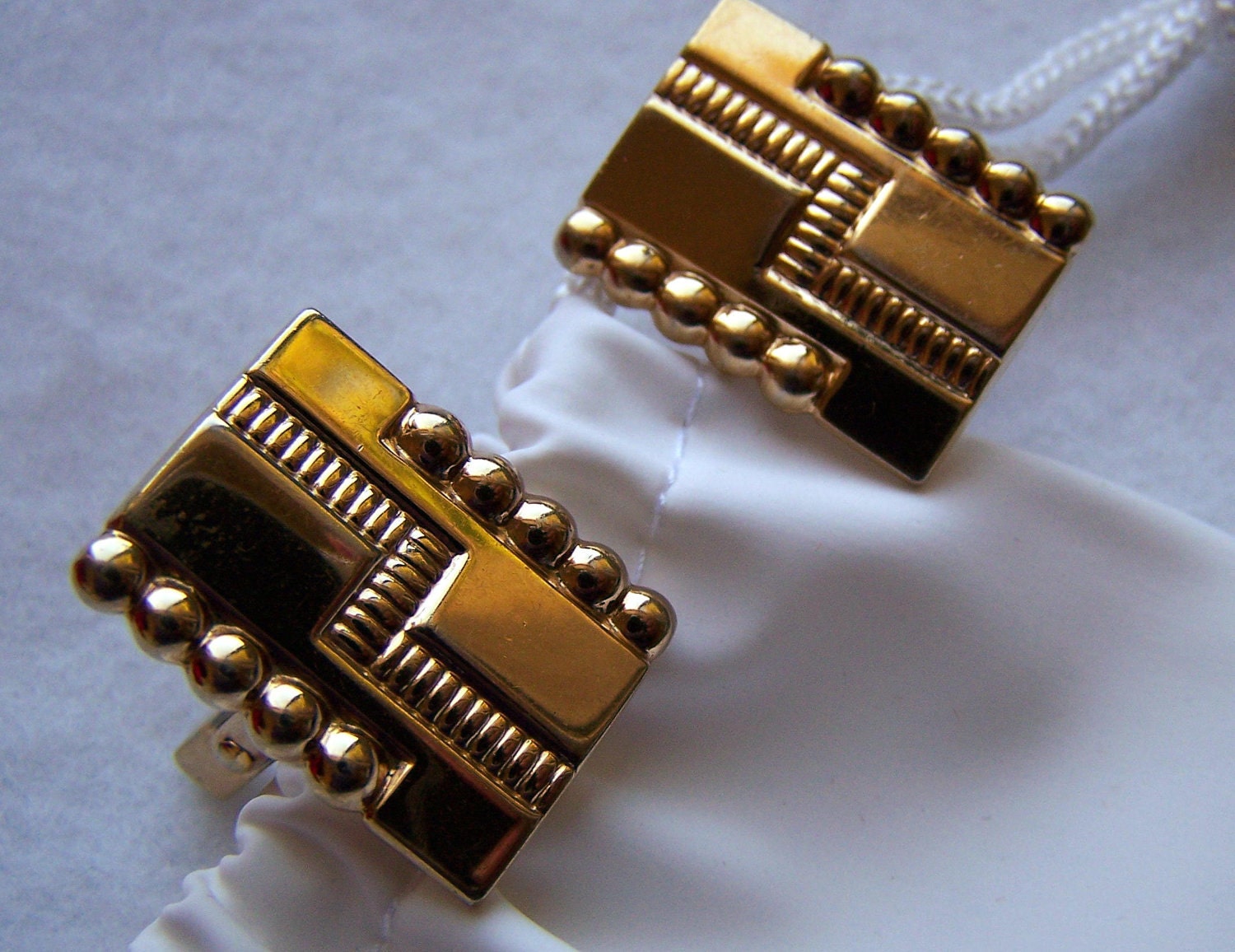 Vintage Cuff Links Gold Toned Classic Shield Styling